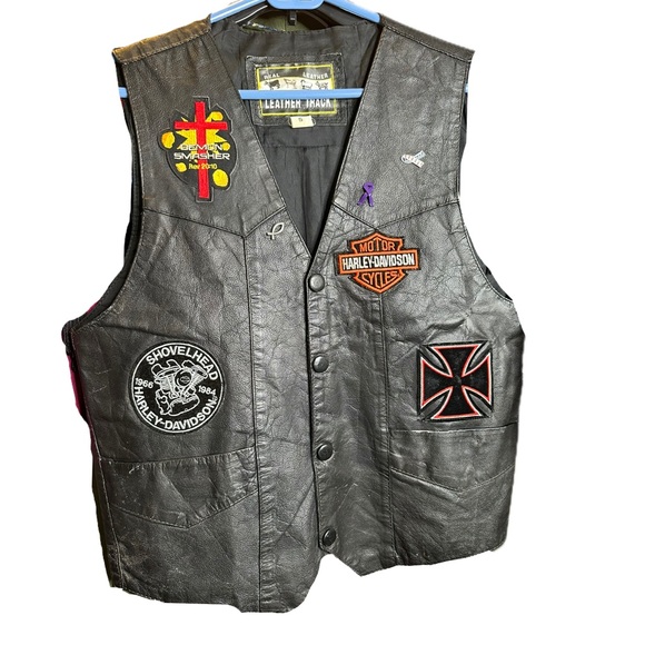 Leather Track Vest Men's small Motorcycle Moto Rocker biker Western Rodeo Small - Picture 1 of 15